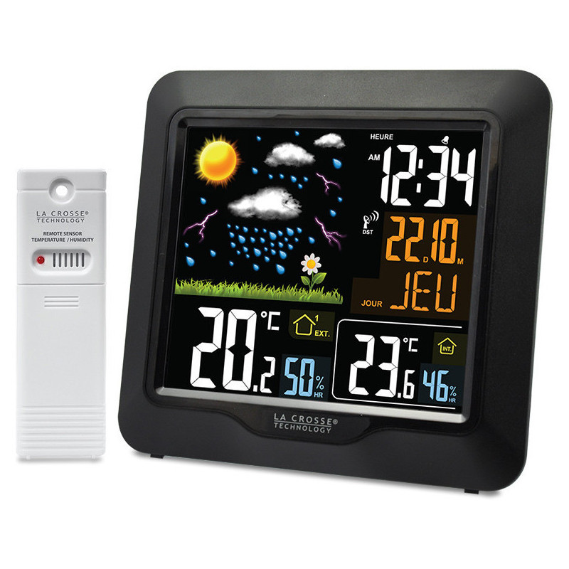 Station météo Radio réveil noir - Cadeaux Et Hightech