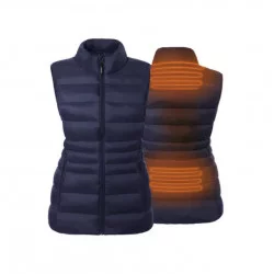 Veste chauffante femme sans manches Bleu avec col rembourré + Batterie Rapidpower